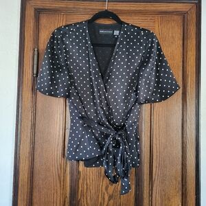 Dana Buchman Women's Polka Dot Silk Wrap Top size 12
